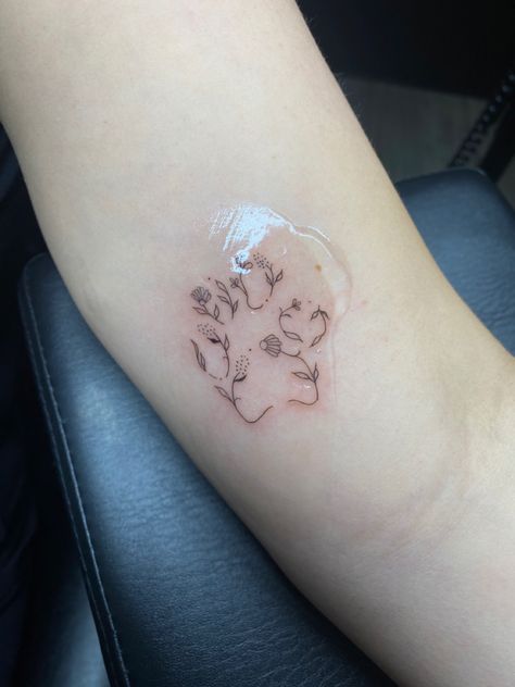 Paw print outline tattoo but make it cute