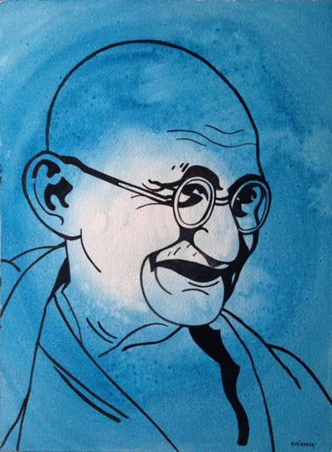 Mahatma Gandhi by Krishna Kataria Mahatma Gandhi Portrait, Gandhi Ji Portrait, Mahatma Gandhi Painting, Gandhi Ji Painting, Mahatma Gandhi Sketch, Gandhi Ji Sketch, Gandhi Painting, Gandhi Jayanti Drawing Competition, Gandhiji Drawing