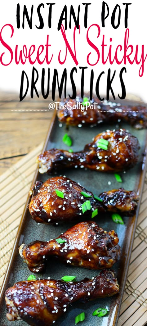 Instapot Drumsticks Recipe, Sticky Drumsticks, Recipe Using Chicken, Moist Chicken, Chicken Leg Recipes, Chicken Crispy, Drumstick Recipes, Chicken Drumstick Recipes, Pressure Cooker Chicken