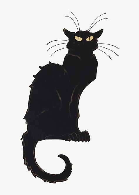 Public Domain Images Vintage, Black Cat Illustration, Black Cat Silhouette, Evil Cat, Empty Canvas, Black Cat Lover, Cat Motif, Black Cat Art, Awesome Designs