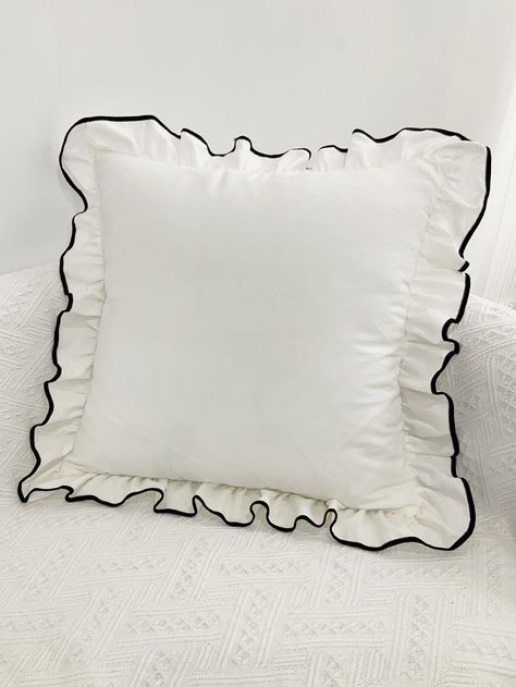 Ruffle Trim Cushion Cover Without Filler Ruffle Pillow, Living Room Cushions, Vintage Throw Pillows, Linen Sofa, Living Room White, Pillow Fabric, White Pillows, Modern Fabric, Rooms Home Decor