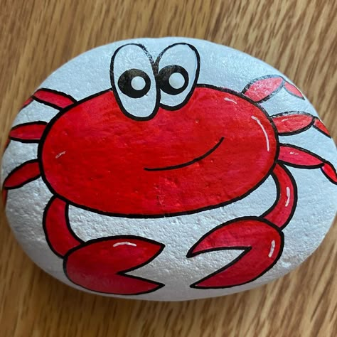 Crab Painting, Garden Rock Art, Acrylic Art Projects, Diy Rock Art, Painted Rock Animals, Stone Art Painting, Seashell Painting, Painted Rocks Kids, Painted Rocks Craft