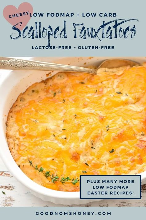 Low Fodmap Hashbrowns, Low Fodmap Cheesy Potatoes, Low Fodmap Sweet Potato Casserole, Low Fodmap Sides Easy Recipes, Low Fod Map Thanksgiving, Gluten Free Scalloped Potatoes, Gluten Free Desserts Thanksgiving, Fodmap Meals, Low Carb Side Dish