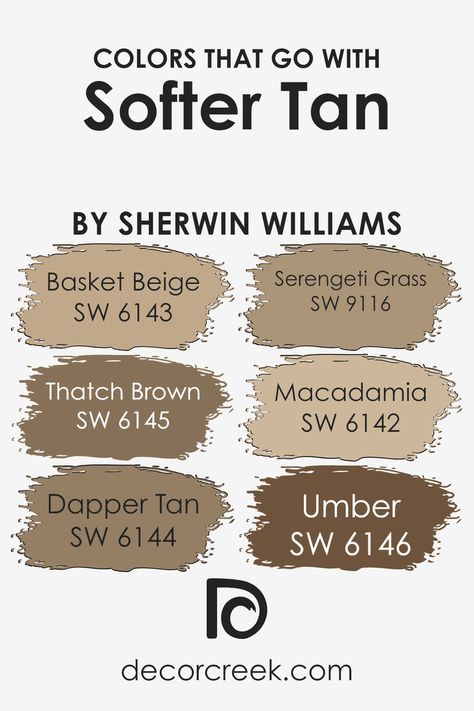 Colors that Go With Softer Tan SW 6141 by Sherwin Williams Window Trim Paint, Cabin Paint Colors, Country Paint Colors, Basket Beige, Tan Paint Colors, Brown Paint Colors, Stained Trim, Tan Paint, Yellow Paint Colors