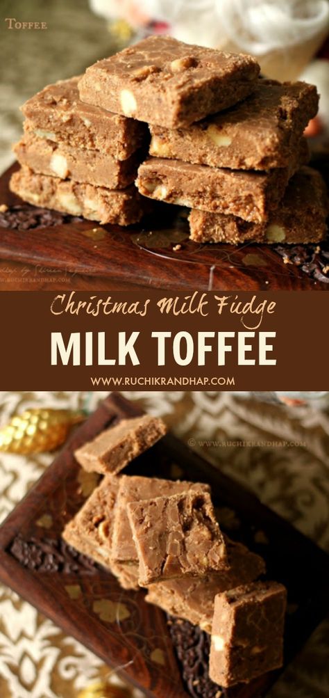 Many many years ago, when I was in Mangalore I had the opportunity of tasting the milk toffee which was part of the Christmas goodies served by my aunt when I was visiting her. On the first look I found it pretty unusual that something like a burfi was served on the otherwise traditional platter.... Indian Christmas Sweets, Cocoa Powder Fudge Recipe, Toffee Christmas, Goan Cuisine, Christmas Sweets Recipes, Milk Toffee, Goan Food, Sweet Boxes, Toffee Recipe