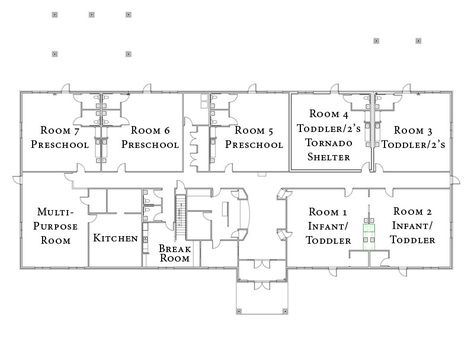 This is my favorite.  The future Bright Children's Childcare Daycare Building Plans, Daycare Floor Plans, Child Care Center Design, Daycare Layout, School Floor Plan, Daycare Business Plan, Daycare Rooms, Daycare Facility, Starting A Daycare