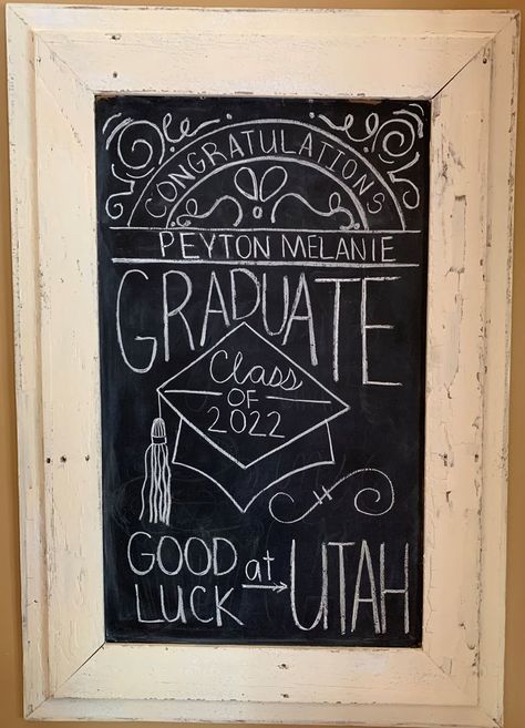 Graduation Chalkboard Sign, Graduation Chalkboard, Chalkboard Lettering, Chalk It Up, Chalkboard Sign, Chalkboard Signs, Chalkboard Art, Chalk Art, College Graduation