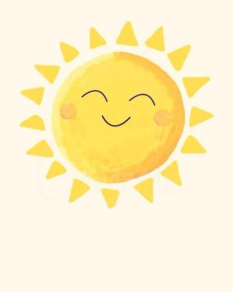 Cute Sunshine Drawing, Cute Sun Drawing, Sunny Illustrations, Sunshine Drawing, Sunshine Illustration, Sunshine Watercolor, Happy Sunny Day, Sun Drawing, Sunny Morning