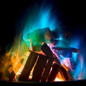 Rainbow Fire - Crystals you can add to your fire to make it burn different colors - www.thegoodstuffguide.com The Fire, Campfire, Fireplace, Yellow, Green, Blue, Black, Color