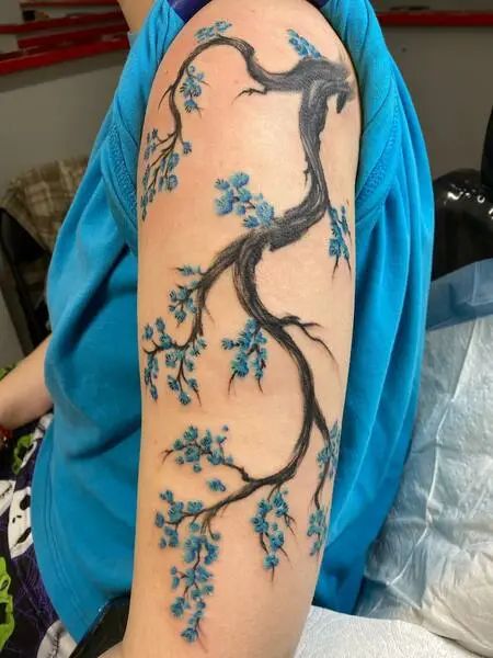 Cherry Blossom Samurai, Tattoo Cherry Blossoms, Tator Tot Casserole Recipe Easy, Easy Tatoos, Cherry Blossom Meaning, Tatoos Men Ideas, Tatoos Woman, Tattoo Cherry, Blue Flower Tattoos