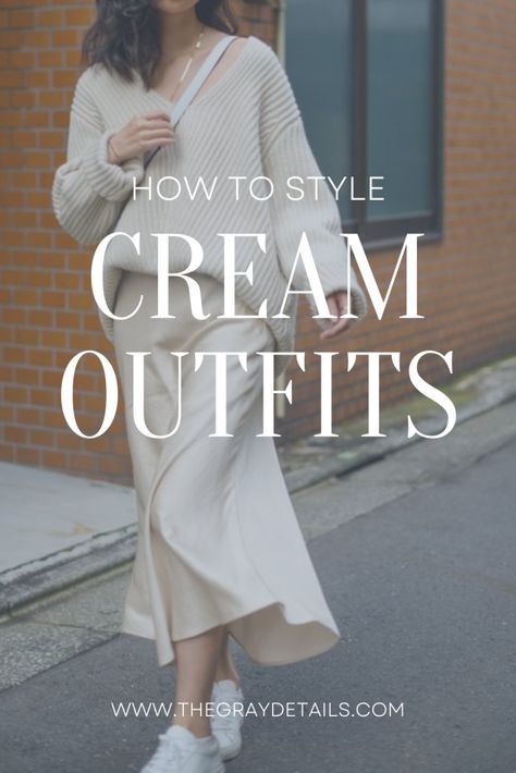 Cream Knit Dress Outfit Winter, Monochromatic Cream Outfit, Ivory Monochromatic Outfit, Elegant Cream Winter Turtleneck, Cream Monochrome Outfit Winter, All Cream Outfit, Beige Monochromatic Outfit, Cream Outfits For Women, Cream Cashmere Sweater