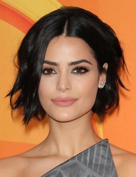 Short Haircuts and Hairstyles | Fashion Lookbook Chin Length Hair With Layers Curly, Chin Length Bob Dark Hair, Hair Cuts For Fine Hair 2023, Chin Length Layered Bob For Fine Hair, Brunette Chin Length Hair, Chin Length Bob Oval Face, Cute Chin Length Haircut, Chin Length Hair 2023, Chin Length Hair With Layers Over 40