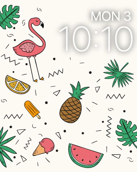 Flamingos, ice-cream, pineapples or watermelon? Enjoy the beach with this funky summer watch face! How cool do you feel today? Background - "Designed by Freepik". Watches Face Wallpaper, Summer Watch Faces, Summer Apple Watch Background, Watch Faces Background, Summer Flamingo, Summer Watch, Tela Iphone, Iphone Backgrounds, Apple Watch Accessories