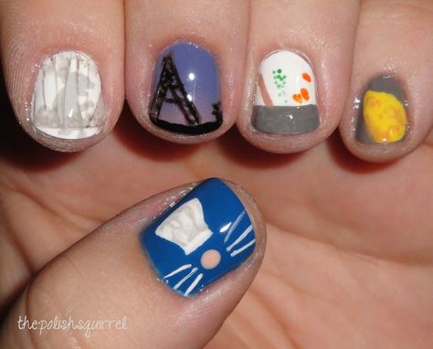 Ratatouille nail art. #thepolishsquirrel Ratatouille Nail Art, Ratatouille Nails, Pixar Nails, Pot Belly Pig, Disney Themed Nails, Nail Ink, Character Nails, Disney Inspired Nails, Tiny Canvas