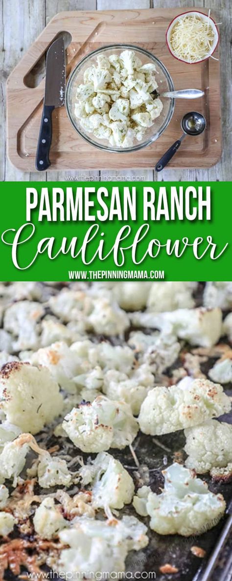 Parmesan Ranch Cauliflower Recipe • The Pinning Mama Ranch Cauliflower, Whole30 Ranch, The Pinning Mama, Parmesan Ranch, Cauliflowers, Casserole Easy, Cauliflower Recipe, Easy Oven, Keto Side Dishes