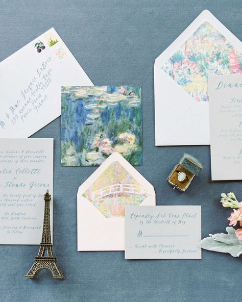 art-inspired wedding ideas monet stationary suite Anthropologie Glassware, Impressionist Wedding, March Photography, Film Lab, Romantic Wedding Receptions, Romantic Wedding Inspiration, Garden Wedding Venue, Photo Wedding Invitations, Beautiful Wedding Invitations