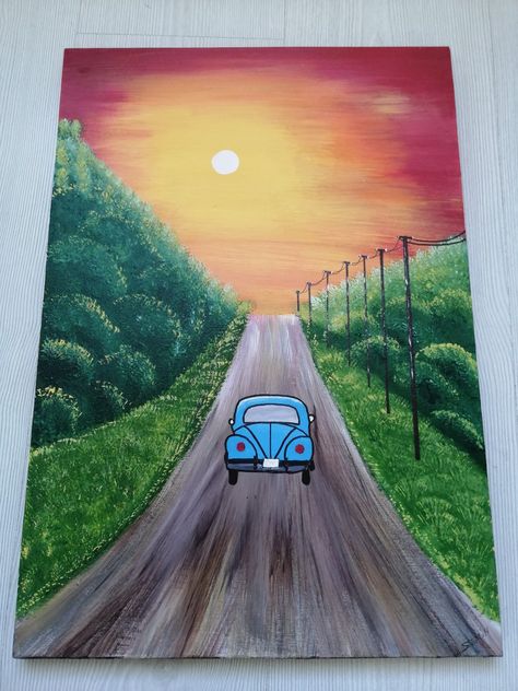 One Point Perspective Watercolor, Street Painting Ideas, Winding Road Drawing, Vanishing Point Drawing, One Perspective Drawing, 1 Point Perspective Drawing, Road Drawing, Watercolor Negative Painting, Ideas Cuadros