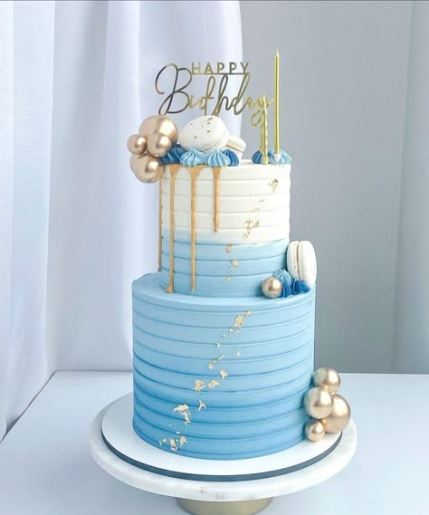 Debut Cake 18th Elegant Blue, Two Tier Fondant Cake Designs, Cake Designs 2 Tier Birthday, Blue Birthday Cakes 2 Tier, Blue Debut Cake, 2tier Cake Design, 2 Tier Birthday Cake Ideas, Blue Two Tier Cake, Cake 2 Tier Birthday