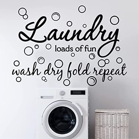 AmazonSmile: Laundry Room Vinyl Wall Decal Saying Wash Dry Fold Repeat Wall Sticker Bubble Sticker Decals Laundry Art Signs Wall Quote Sticker for Decoration Supplies (19.7 x 30.7 Inch, Black) : Tools & Home Improvement Laundry Room Quotes, Laundry Decal, Wash Dry Fold Repeat, Laundry Art, Laundry Room Wallpaper, Vinyl Doors, Bubble Wall, Wash Dry Fold, Vinyl Quotes