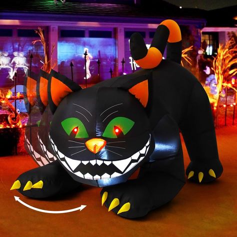 COMIN Halloween Inflatables 6 FT Outdoor Black Cat with Moving Head, Blow Up Yard Decoration with Built-in LEDs for Holiday Party Indoor Outdoor Yard Garden Lawn Halloween Blow Ups, Chat Halloween, Halloween Inflatables, Halloween Yard Decorations, Scary Halloween Decorations, Halloween Yard, Halloween Haunted Houses, Theme Halloween, Outdoor Decorations