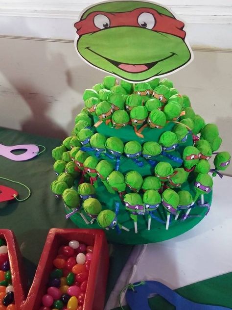 Teenage Mutant Ninja Turtles Candy Bar - TMNT Ninja Turtle Candy Table, Ninja Turtle Birthday Cake, Ninja Turtle Theme, Ninja Cake, Turtles Candy, Lego Invitations, Turtle Baby Shower, Ninja Turtles Birthday Party, Tmnt Party