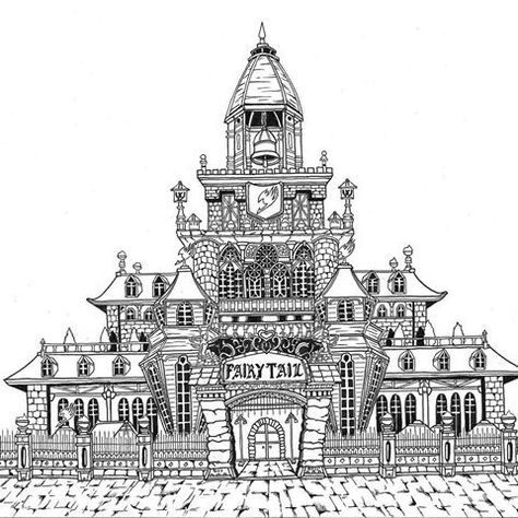 Fairy tail guild hall Fairy Tail Guild Hall, Fairy Tail Drawing, One Piece Fairy Tail, Gray Fullbuster, Aye Aye, Fairy Tail Manga, Fairy Tail Guild, Erza Scarlet, Fairy Tail Anime