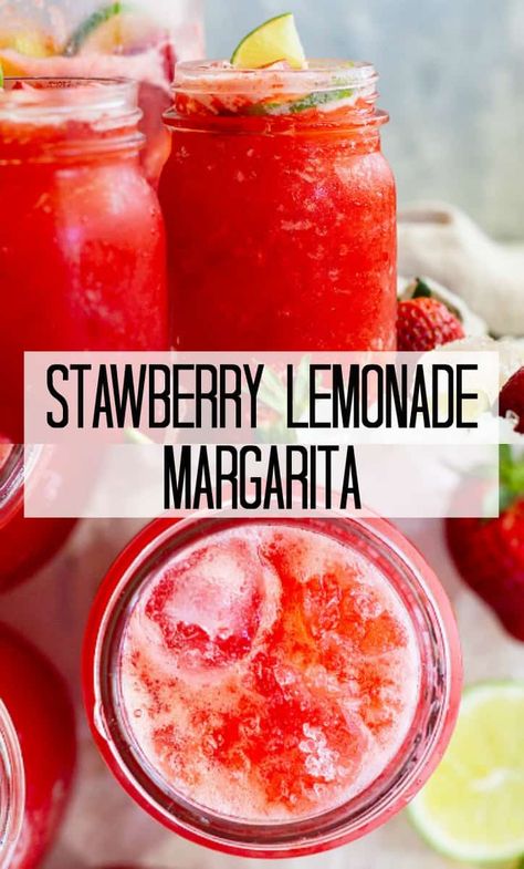 You'll want to make this strawberry lemonade margarita! So refreshing and easy to make. #lemonade #margarita #strawberry #countrysidecravings #recipe Strawberry Lemonade Margarita, Lemonade Margarita, Cocktail Strawberry, 50 Rocks, Easy Alcoholic Drinks, Beverage Ideas, Alcholic Drinks, Mixed Drinks Alcohol, Yummy Alcoholic Drinks