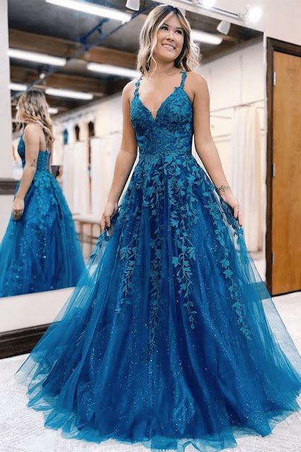 Where to buy Top 8 Formal Dresses 2023 styles online? | Pimenta de Açúcar Prom 2k23, Blue Lace Prom Dress, Country Stuff, Marine Uniform, Lace Prom Dress, Blue Evening Dresses, Gowns Prom, Senior Prom, A Line Prom Dresses