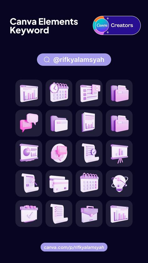 Canva Elements Keyword - Bizz v1.0 3D Icon Se Canva Sets, Canva Keywords Elements, Words For Teacher, Canva Codes, Canva Keywords, Canva Frames, Indie Photography, Wedding Planner Binder, Keyword Elements Canva
