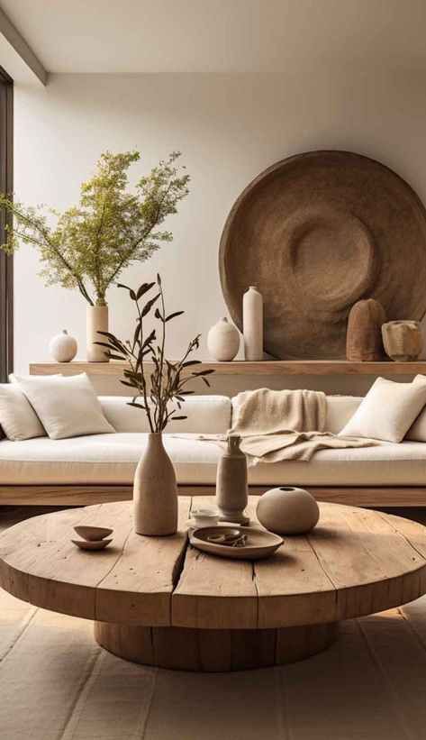 Tulum Living Room – Nymphs Wabi Sabi Interior, Japandi Living, Earthy Home, Living Room Design Inspiration, Decor Home Living Room, Boho Living Room, Living Room Inspo, A Living Room, Dream Home Design