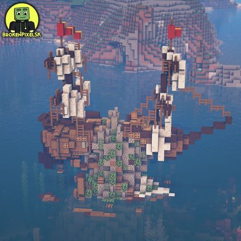 Shipwreck build in Minecraft Minecraft Epic Builds, Minecraft Halloween Ideas, Build In Minecraft, Minecraft Medieval House, Survival Project, Minecraft Cottage, Minecraft Medieval, Pirates Cove, Lego Custom Minifigures