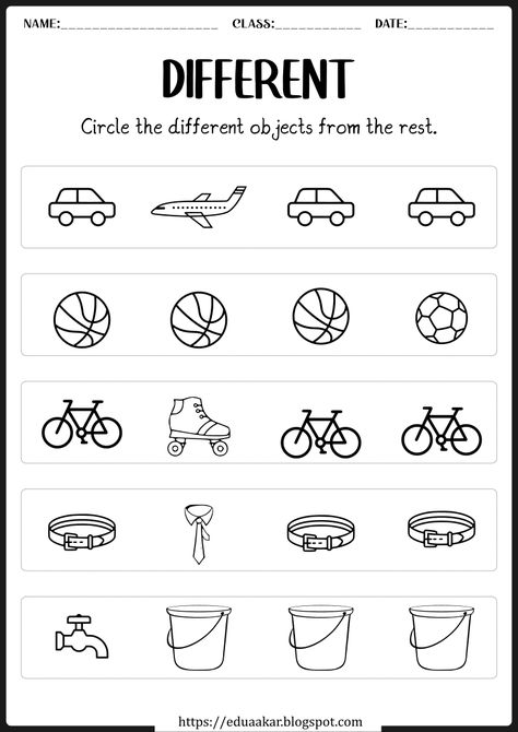 Opposite Worksheets Preschool, Pre Schooler Worksheet, Worksheet For Nursery Class, Preschool Counting Worksheets, Same And Different, Preschool Activities Printable, Fun Worksheets For Kids, Kindergarten Phonics Worksheets, Preschool Counting