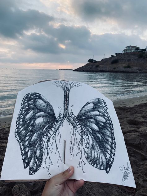 butterflies in the form of lungs. drawn with stabilizer 0.8 Stomach Drawing, Butterflies In My Stomach, Lungs, My Drawings, Butterflies, Collage, Drawings, Quick Saves