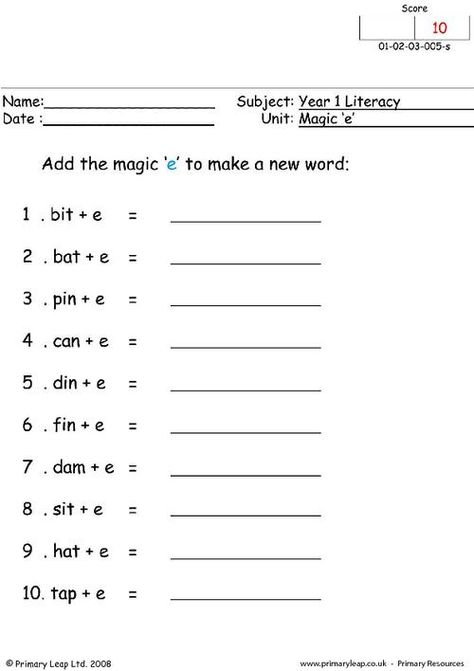 Magic e | PrimaryLeap.co.uk Magic E Words List, Magic E Words Worksheet, Magic E Worksheet, Og Phonics, Writing Practice Kindergarten, E Worksheet, Magic E Words, Digraphs Worksheets, Teaching Child To Read