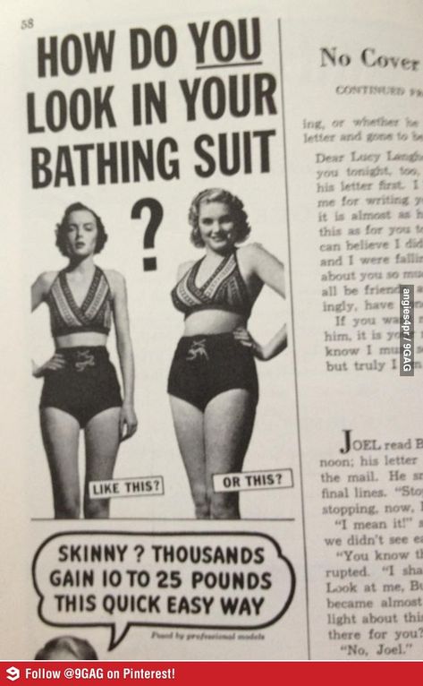 Found in a magazine from the 50's. Born in the wrong time it seems Health Magazine, Gain Weight, A Magazine, How To Pose, Vintage Lingerie, Body Image, Look At You, Up Girl, The 1950s