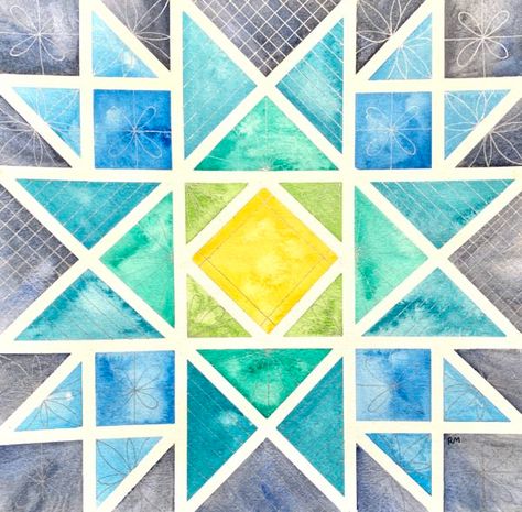 Watercolor Quilt Pattern | Ruth Miller Creative Watercolor Quilts, Watercolor Quilt, Christmas Card Illustration, Paintings Easy, Christmas Is Over, Watercolor Paintings Easy, Painters Tape, Card Illustration, Art Class