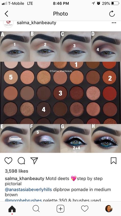 I like it only up to D and then for E-H I think t should be a different colour or something. Eyeshadow Diagram, Morphe Palette Looks, Eyeshadow Tutorial Natural, Morphe 35f, Morphe 350, Morphe 35o, Natural Eye Makeup Tutorial, Rose Eyeshadow, Cute Eyeshadow