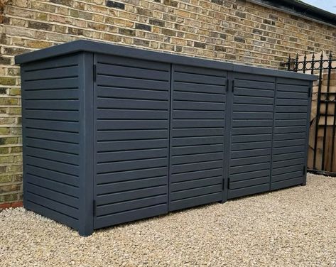 Premium Wheelie Bin Store 240L Loft Minimalistic - Etsy UK Bungalow Blueprints, Bin Storage Ideas, Triple Bin Store, Outdoor Garbage Storage, Yard Storage, Trash Can Covers, Bin Shed, Trash Storage, Garbage Storage