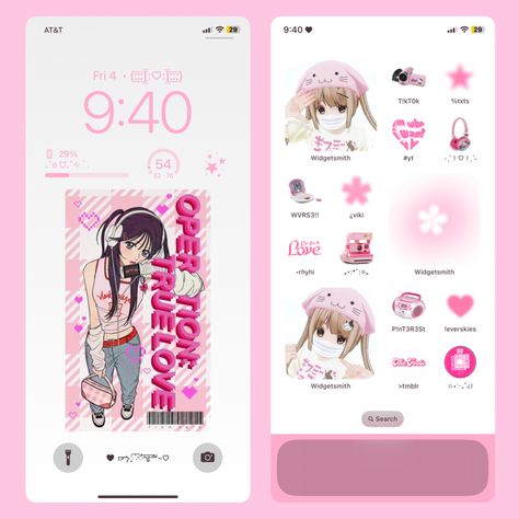 Laptop Backgrounds Y2k, Operation True Love Phone Layout, Operation True Love Widget, Ios 16 Layout Pink, Cute Phone Themes Pink, Pink Phone Layout Ideas, Ios Pink Layout, Pink Layout Aesthetic, Phone Inspiration Pink