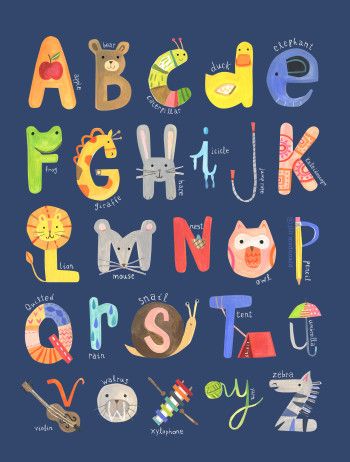 Alphabet Mural, Alphabet Animal Letters Free Printable, Zoo Alphabet, Alphabet With Animals, Alphabet With Animals Free Printable, Abc Illustration, Animal Alphabet Nursery, Hand Art Kids, Tattoo Fonts Alphabet