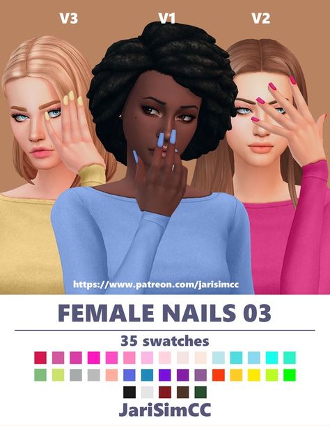 JariSimCC FingerNails Female 02 | Patreon Solid Colored Nails, The Sims 4 Nails, Sims Nails, Sims 4 Store, Sims 4 Nails, Sims 4 Male Clothes, Sims 4 Cc Maxis Match, Sims 4 Cc Maxis, Sims 4 Bedroom