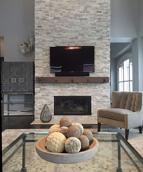 Fireplace Tile Ideas Fire Surround Stacked Stones, Stacked Stone Fireplaces Modern, Stone Look Fireplace Surround, Gray Stone Fireplace Wood Mantle, Marble Stone Fireplace, Manufactured Stone Veneer Fireplace, Fake Stone Fireplace Makeover, 2023 Brick Fireplace Trends, Fireplace Stone Veneer Ideas