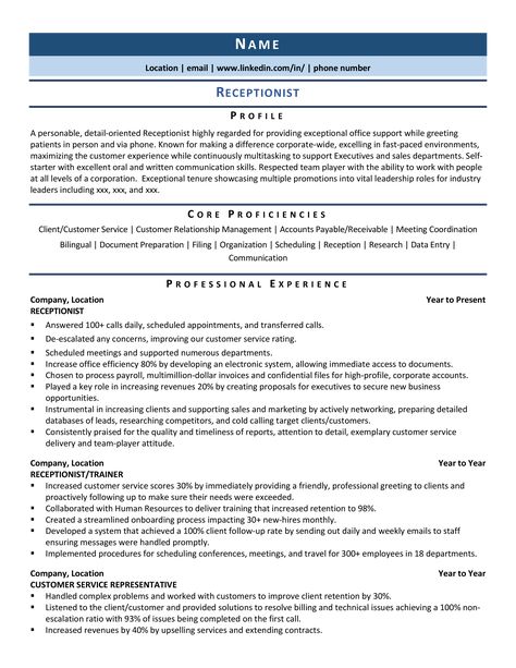 Receptionist Resume: Samples, Template, & Guide Receptionist Resume, Medical Receptionist, Receptionist Jobs, Professional Resume Examples, Chronological Resume, Nursing Resume Template, Job Tips, Resume Summary, Cv Examples