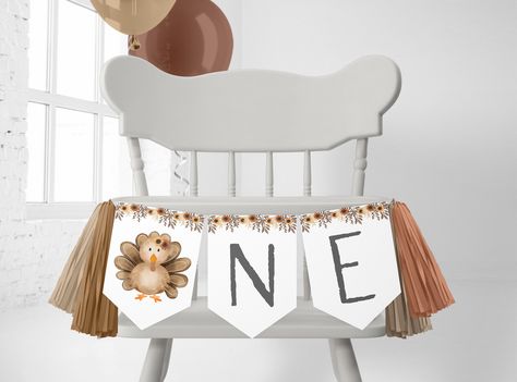 Thanksgiving 1st Birthday, Turkey Birthday Party, Turkey Theme, Fall 1st Birthdays, 1st Birthday Pictures, Banner Decor, Themed 1st Birthday, Twins 1st Birthdays, First Birthday Party Themes