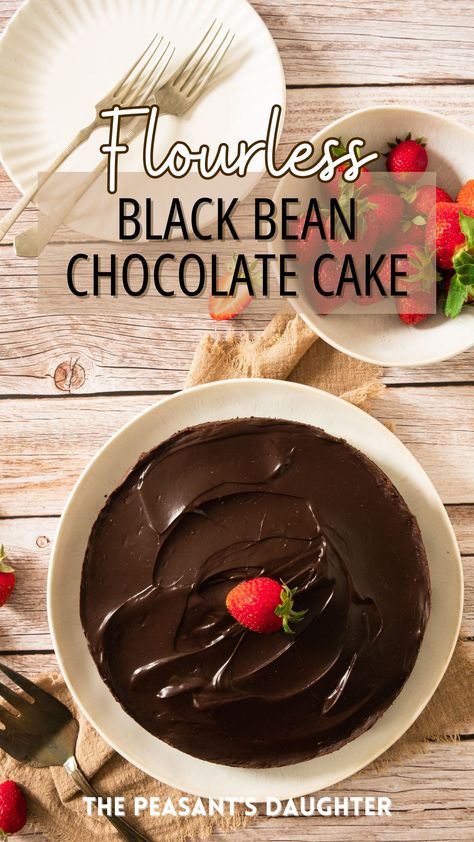 This flourless black bean chocolate cake is going to surprise you. It’s a delicious, moist, chocolate cake that’s completely flourless and gluten-free. You can also make it dairy-free with a simple swap. My recipe adds a decadent chocolate ganache topping to make this a dessert that will impress even the biggest critics. And no — it tastes nothing like beans! You would never know this cake was made with this unique ingredient. Black Bean Cake Recipe, Black Bean Chocolate Cake Recipe, Black Bean Cake, Chocolate Cake Moist, Black Bean Cakes, Coffee Cake Loaf, Chocolate Ganache Tart, Springform Pan Cake, Bean Cakes