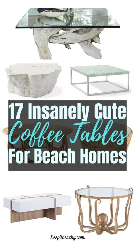 coastal coffee tables Coastal Coffee Table Decor, Beachy Coffee Table, Beachy Boho Decor, Beach Inspired Living Room, Coastal Living Rooms Ideas, Boho Coffee Table, Beach House Decor Living Room, Coastal Coffee Table, Beach Theme Living Room