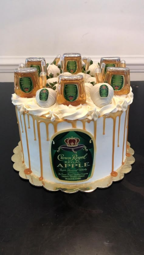 Crown Royal Apple cake [Video] | Alcohol birthday cake, 25th birthday cakes, Birthday cake for him Crown Royal Apple Cake, Cake 25th Birthday, Crown Royal Cake, Birthday Cake Crown, Alcohol Birthday Cake, Crown Royal Apple, Liquor Cake, Alcohol Cake, Cake For Him