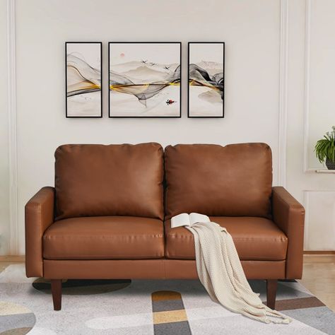 Small Leather Loveseat, Living Room Seating Arrangement, Brown Loveseat, Leather Living Room Furniture, Leather Living Room, High Quality Sofas, Leather Sofa Living Room, Faux Leather Sofa, Modern Leather Sofa