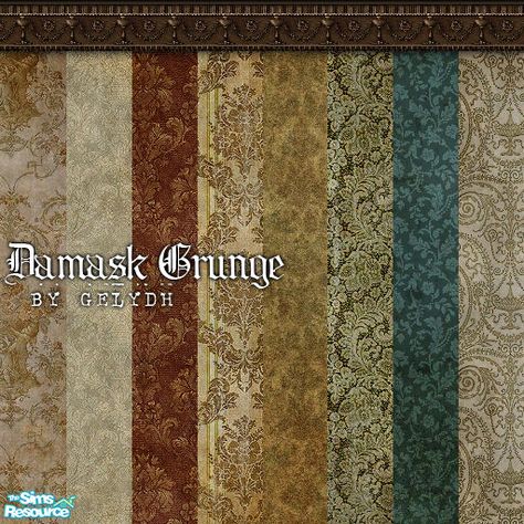 The Sims Resource - Damask Grunge Walls Tin Tiles, Play Sims, 4 Wallpaper, Venetian Plaster, Damask Wallpaper, Pink Ceramic, Pool Tile, Sims 4 Cc, The Sims Resource