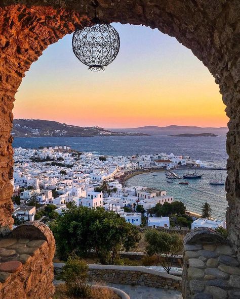 Europe Vacations on Instagram: “One of the best spots to take in the sunset in Mykonos is from the 180 degree sunset bar. Another great spot is right on shore front along…” Mykonos Greece Aesthetic, Greece Aesthetic, Mykonos Greece, Europe Vacation, Visiting Greece, Culture Travel, Greek Islands, Travel Insurance, Beautiful Sunset